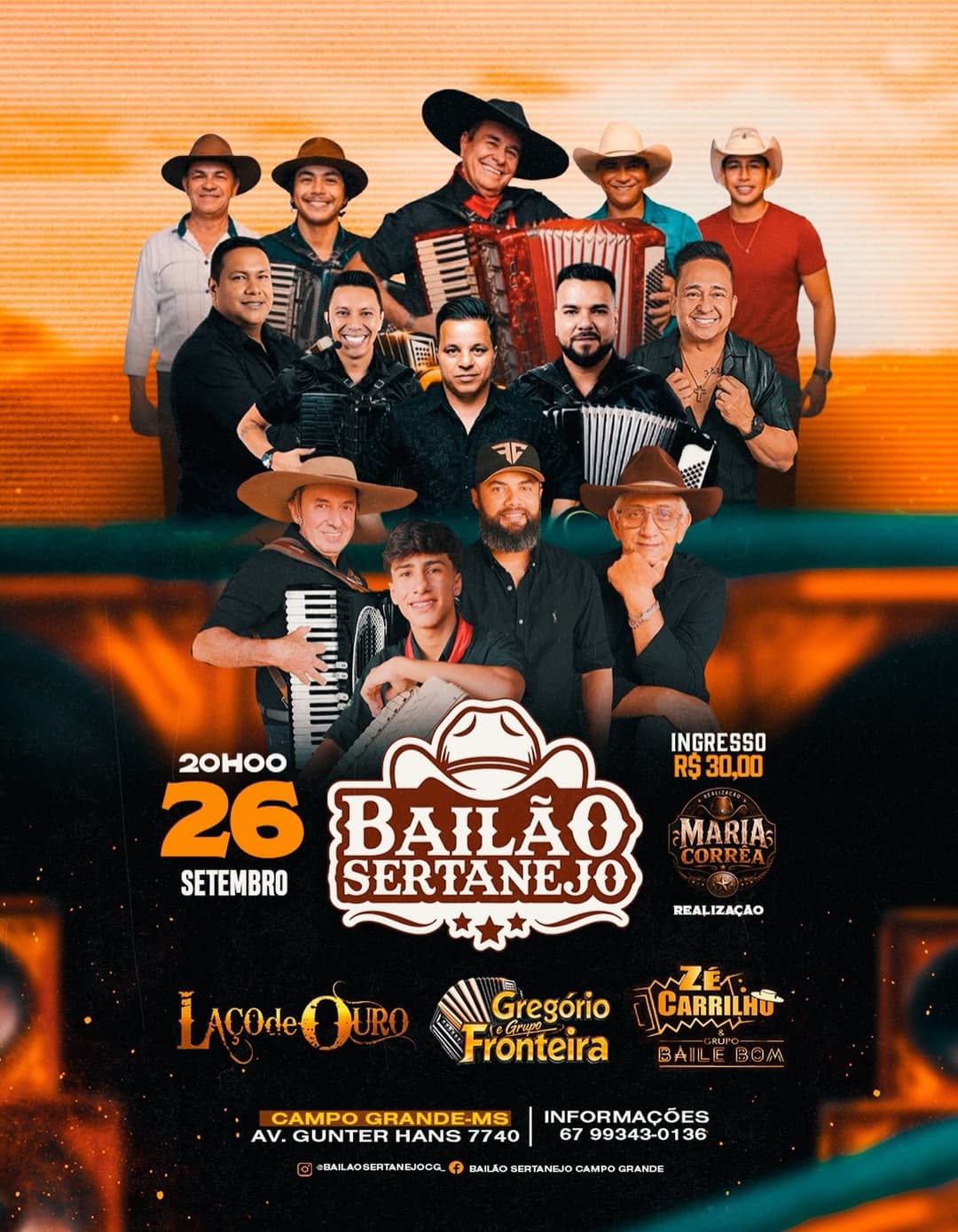 Flyer de Laço de Ouro e mais 2 artistas