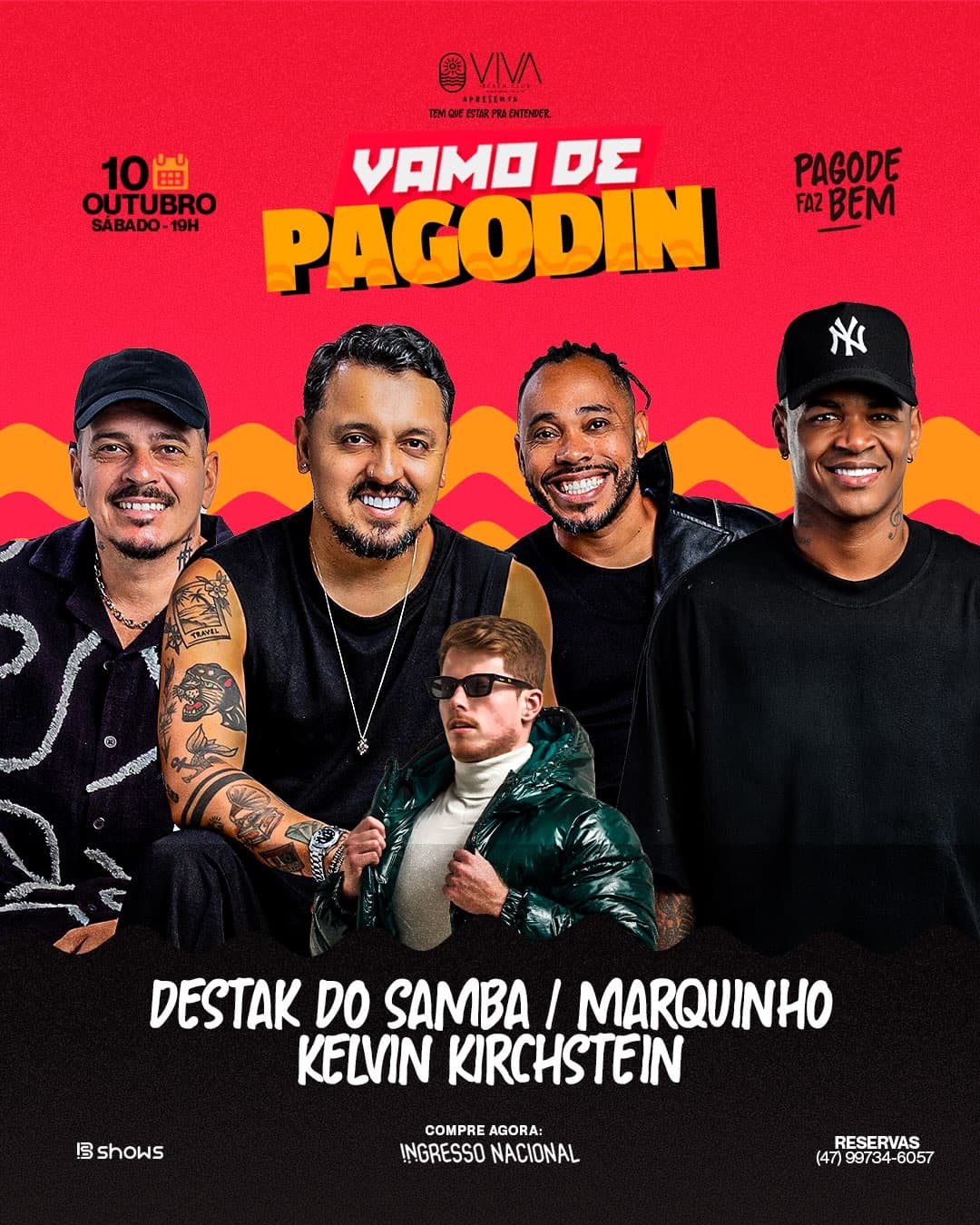 Flyer de Destak do Samba, Kelvin Kirschtein e ocantormarquinho