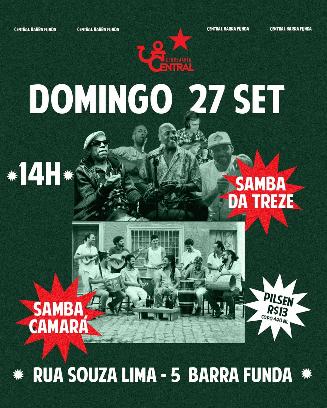 Flyer de Samba da Treze e Samba Camará