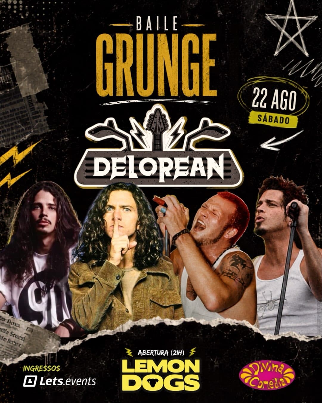 Flyer de Delorean e Lemon Dogs