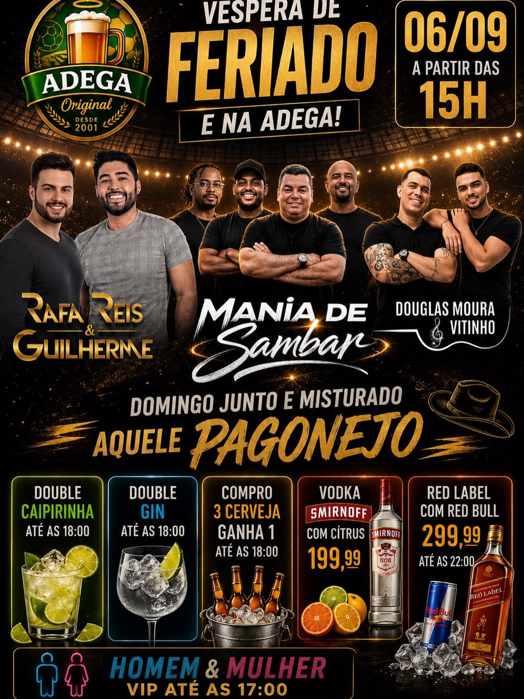 Flyer de Rafa Reis & Guilherme, Mania de Sambar e mais 1 artista