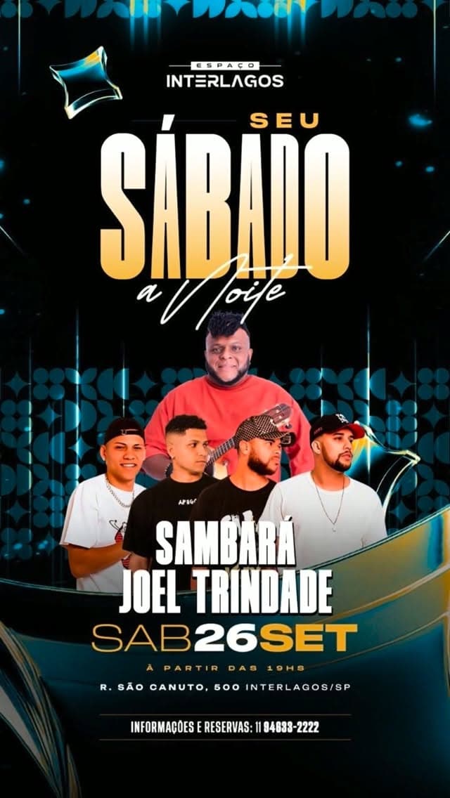 Flyer de Joel Trin’dade e Pagode do JT