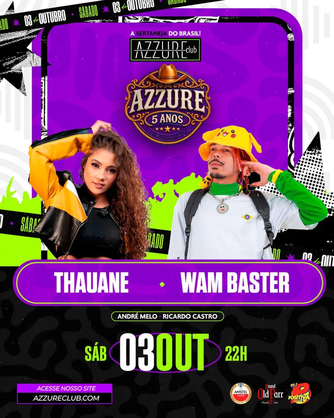 Flyer de Thauane, Wam Baster, André Melo e Ricardo Castro