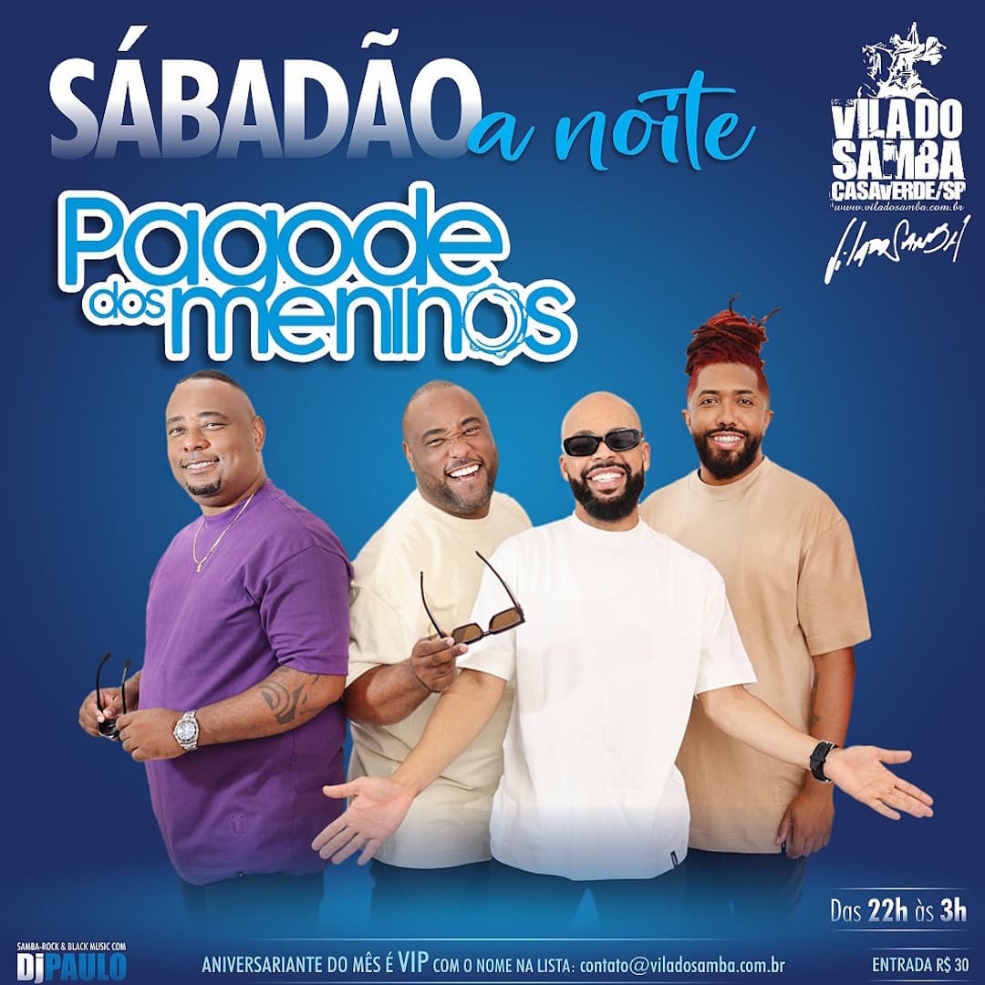 Flyer de Pagode dos Meninos e Paulo Souza