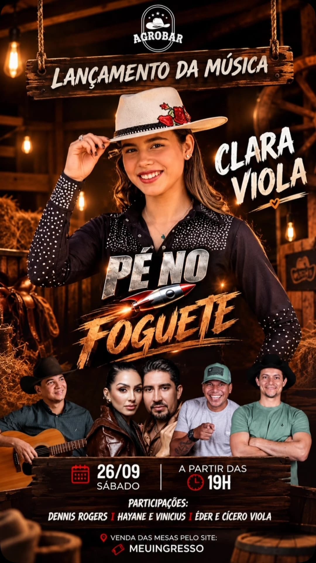 Flyer de Hayane Domingues, Clara Viola MT e mais 2 artistas