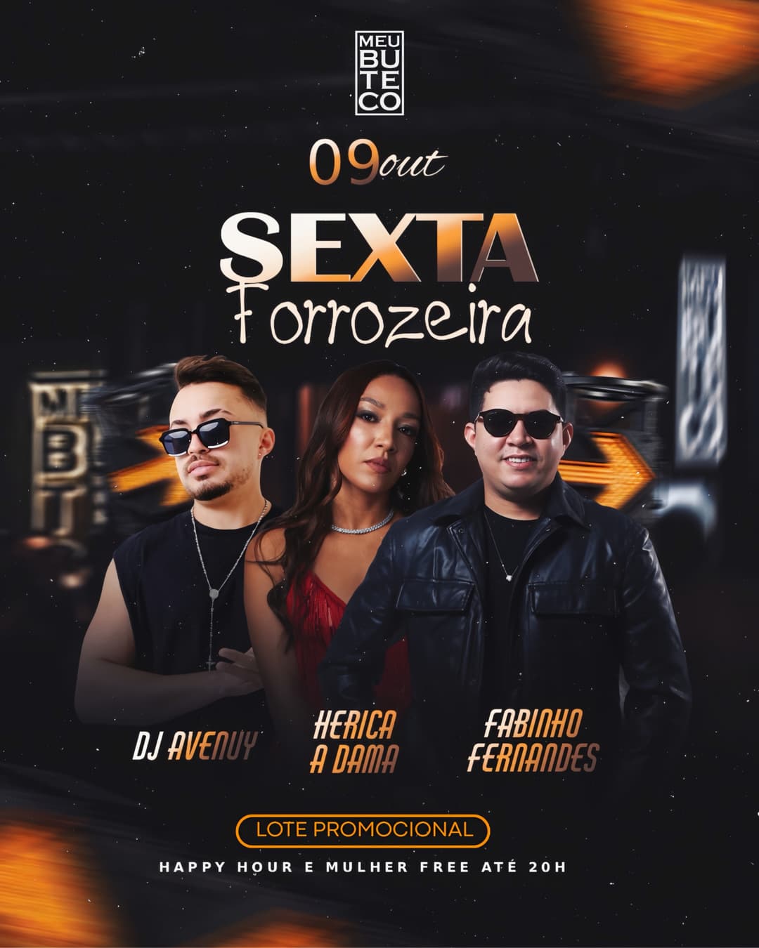Flyer de Fabinho Fernandes, DJ Avenuy e Herica A Dama