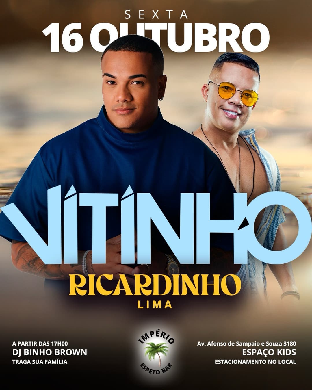 Flyer de Vitinho, DJ Binho Brown e Ricardinho Limma
