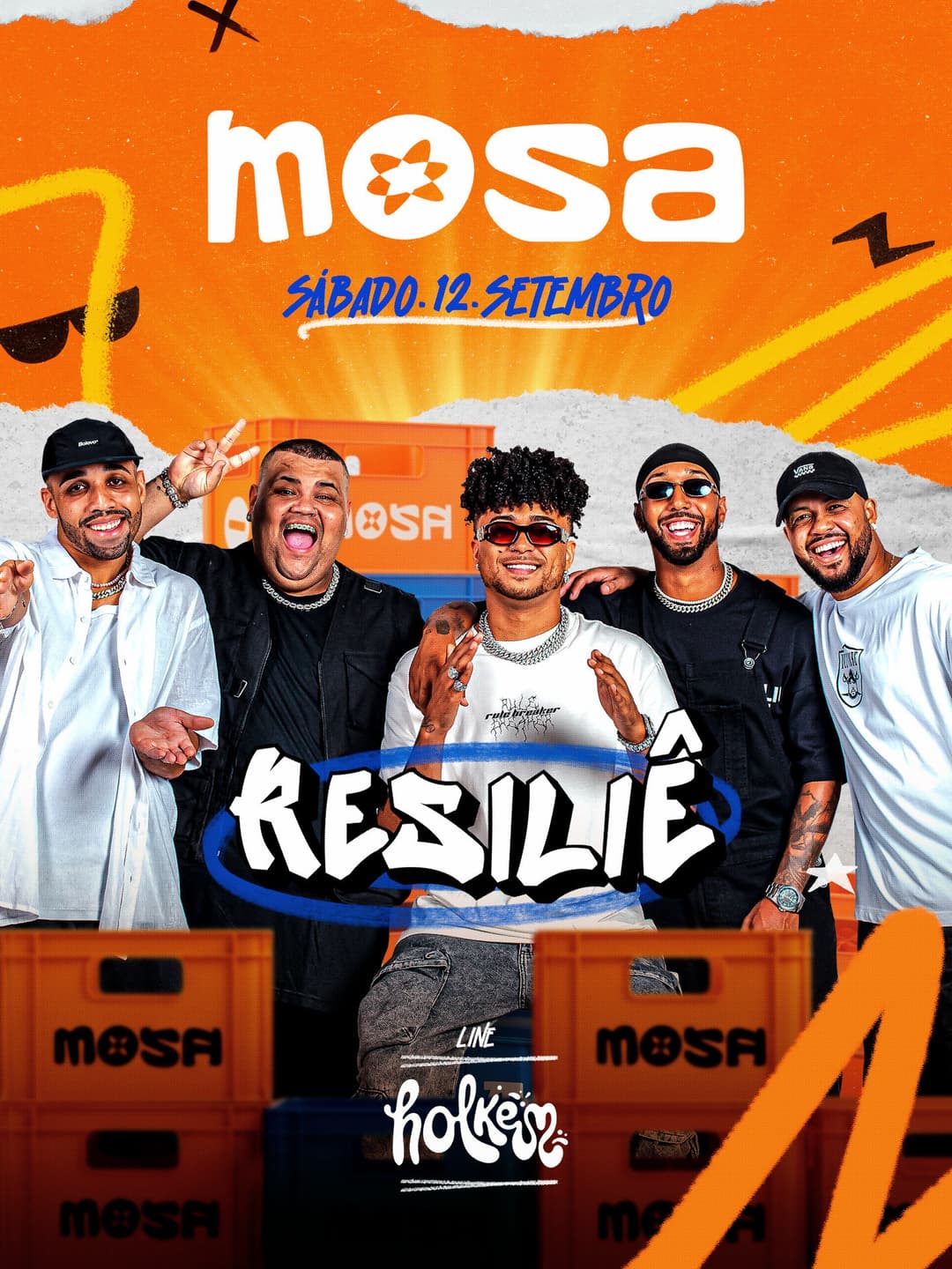 Flyer de Grupo Resiliê e Dj Holkem