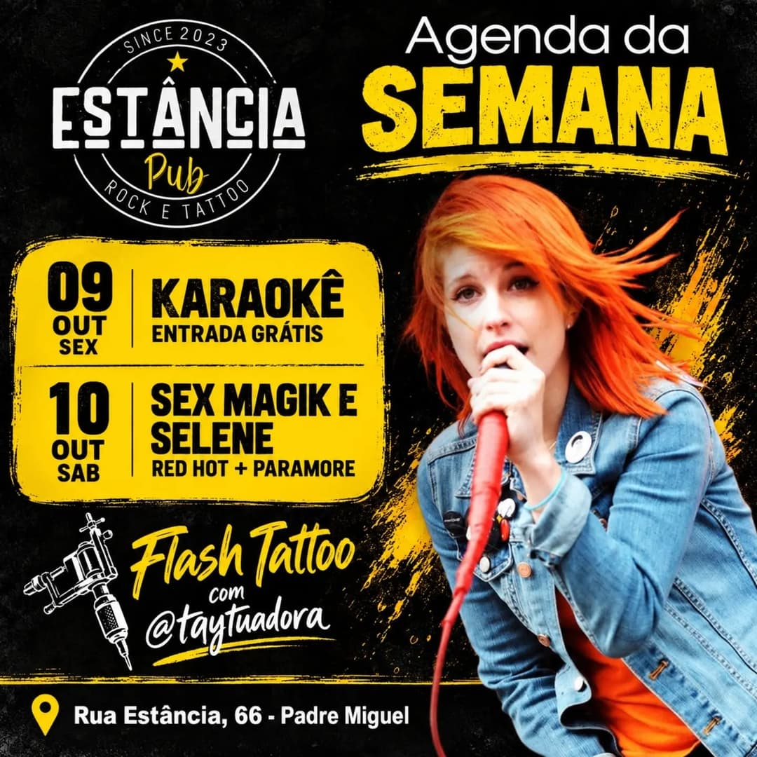 Flyer de Sex Magik e Banda Selene
