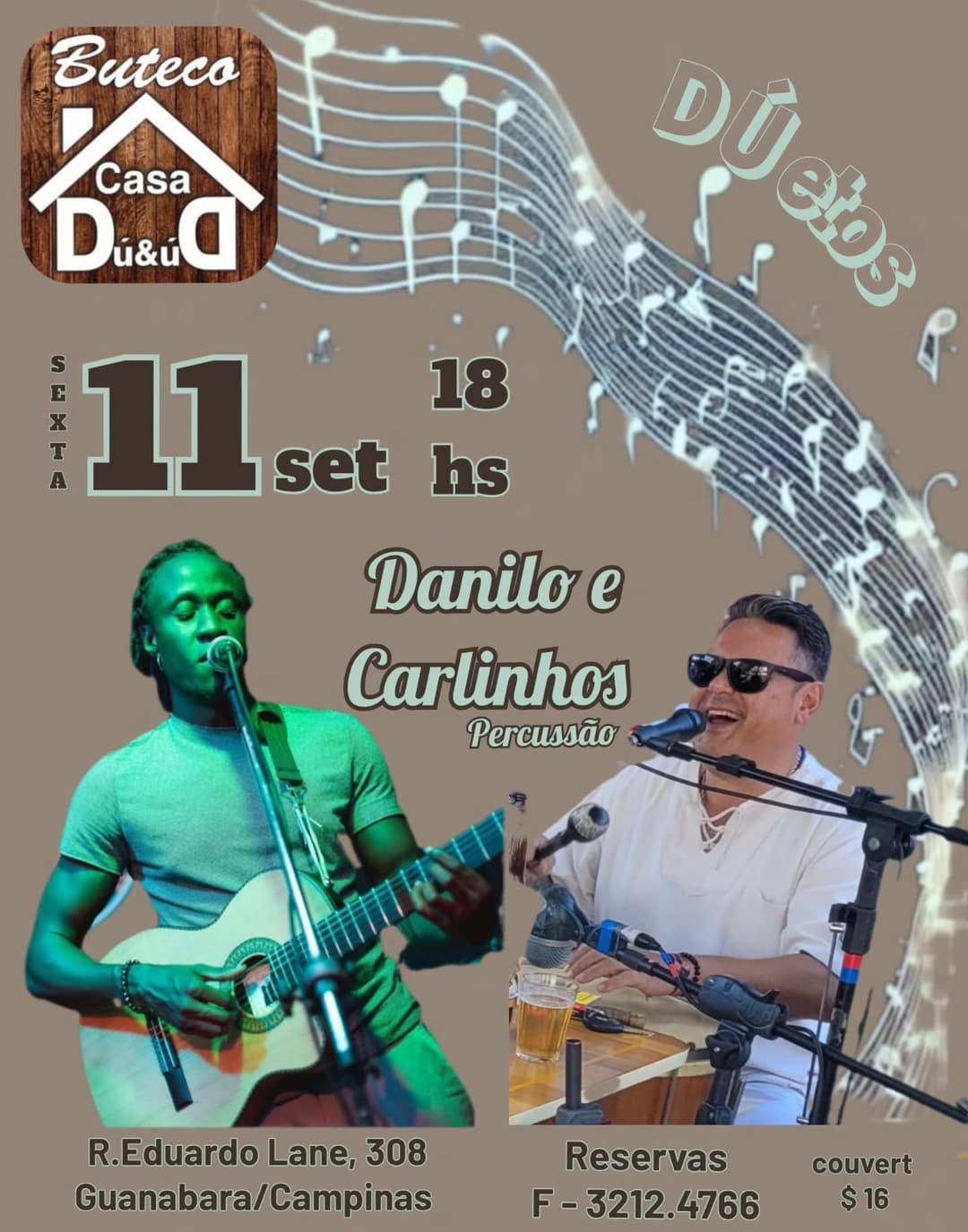 Flyer de Danilo Teodoro e Carlinhos Percussão