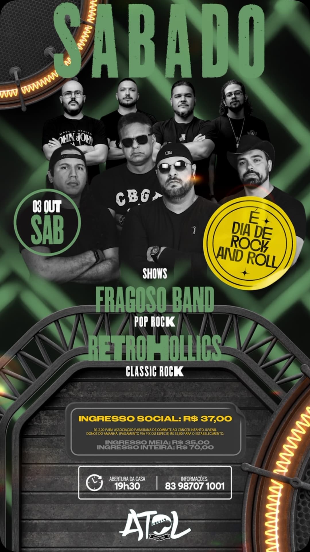 Flyer de A Retrohollics e FRAGOSO BAND