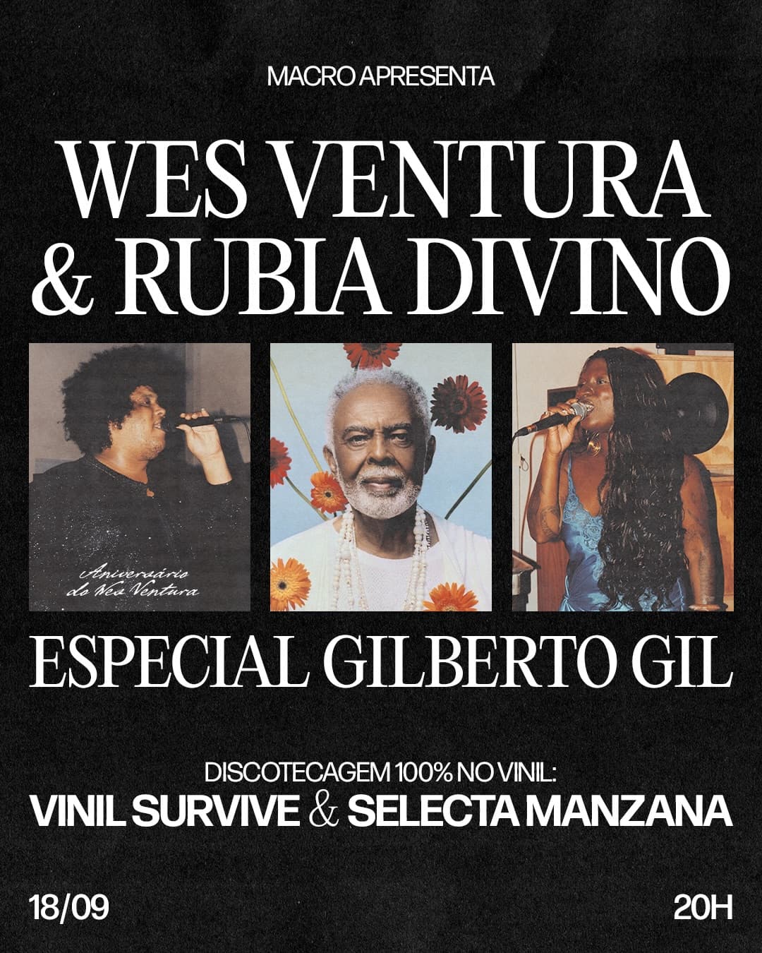Flyer de Wes Ventura, Rubia Divino e mais 2 artistas