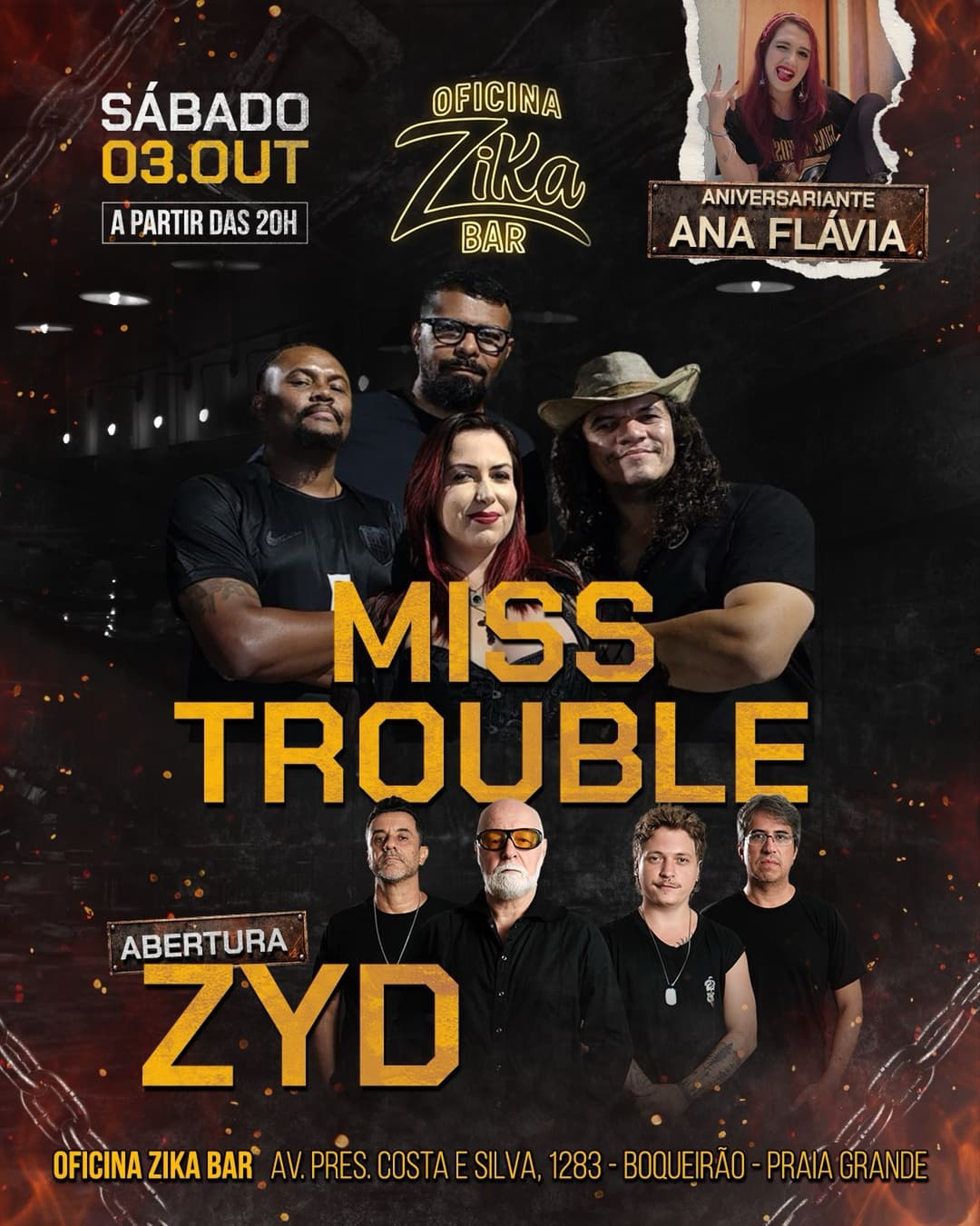 Flyer de Banda ZYD, Miss Trouble e ZYD
