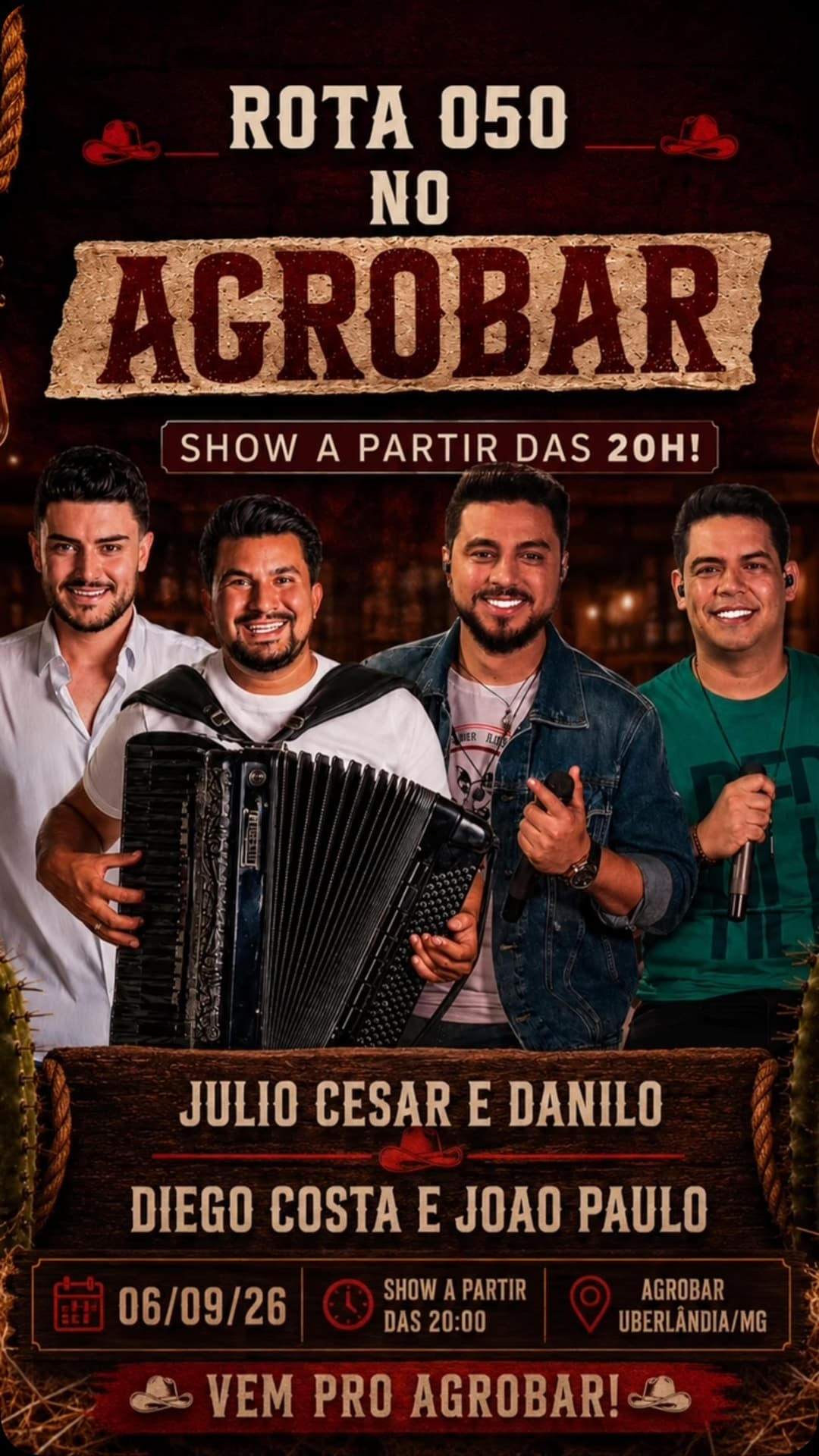 Flyer de Diego Costa, João Paulo, Julio Cesar e danilo