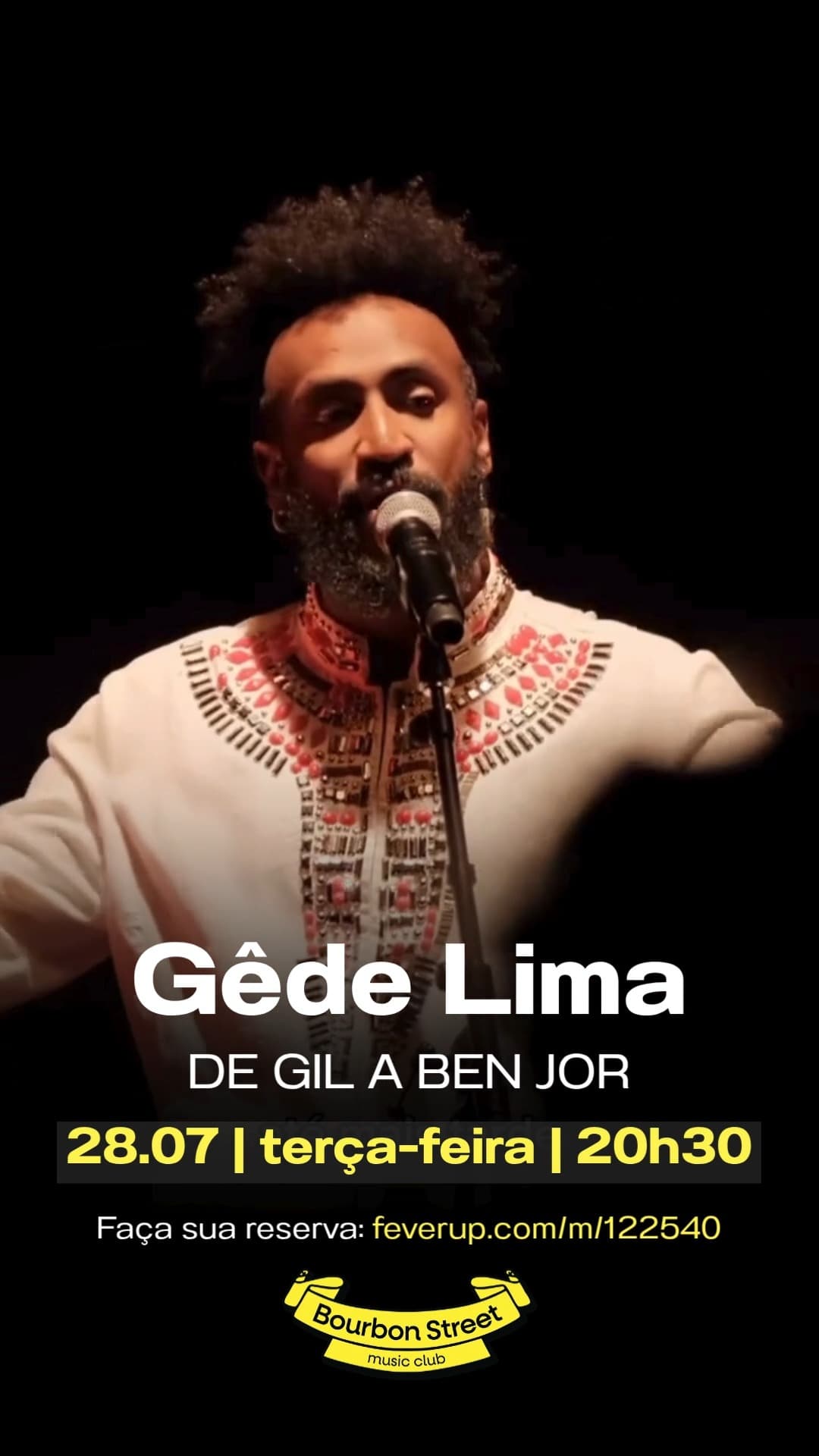 Flyer de Gêde Lima e Tributo a Gil e Ben Jor