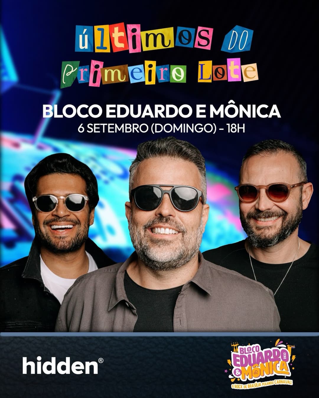 Flyer de Meolly, Bloco Eduardo e Mônica e mais 2 artistas