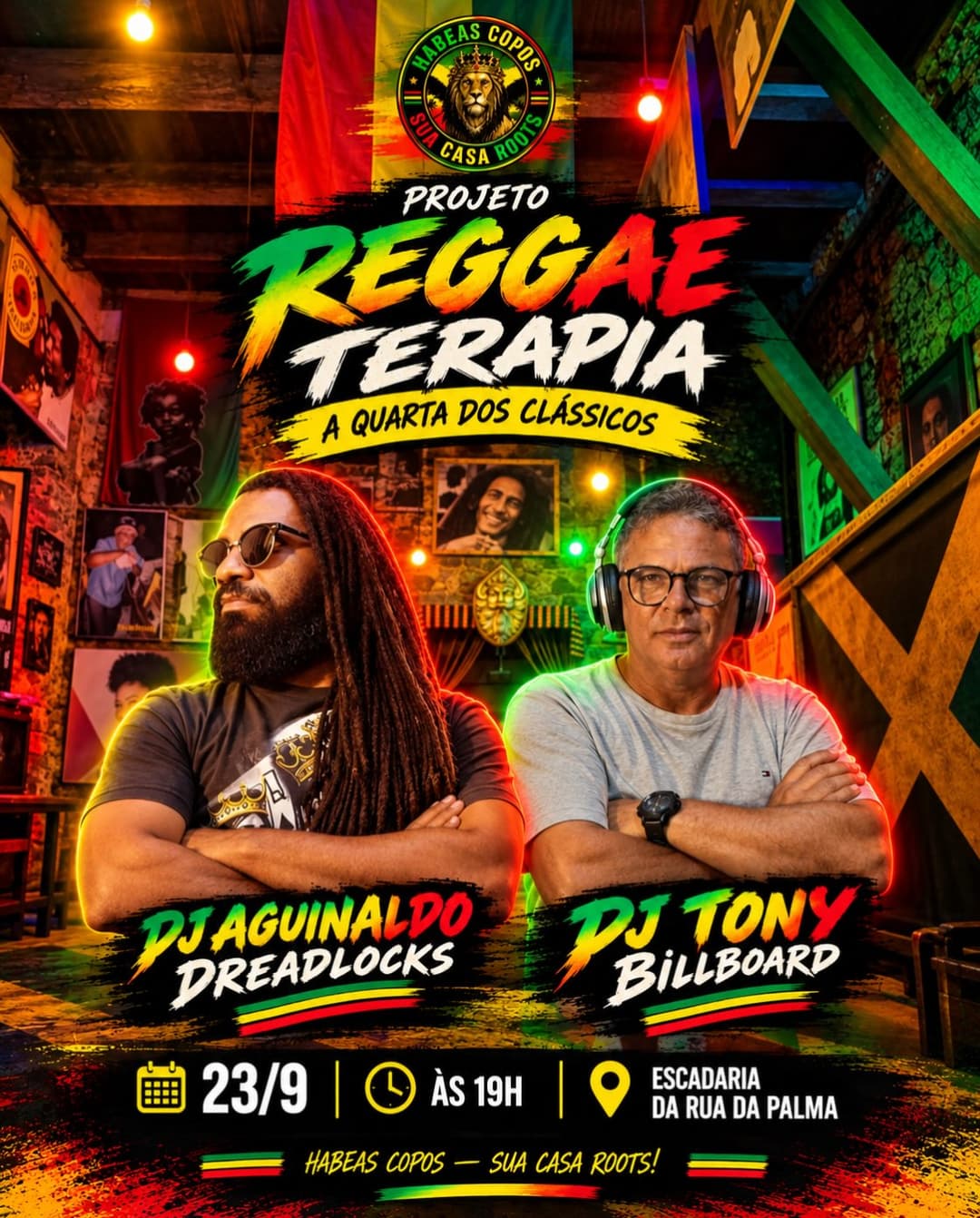 Flyer de DJ Aguinaldo Dreadlocks e DJ Tony Billboard