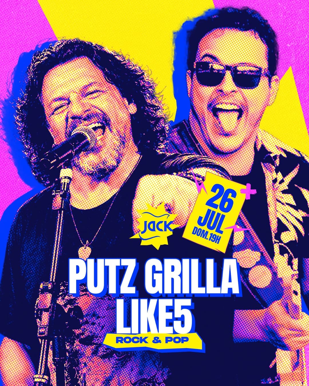 Flyer de Banda Like 5, bandaputzgrilla e Putzgrilla
