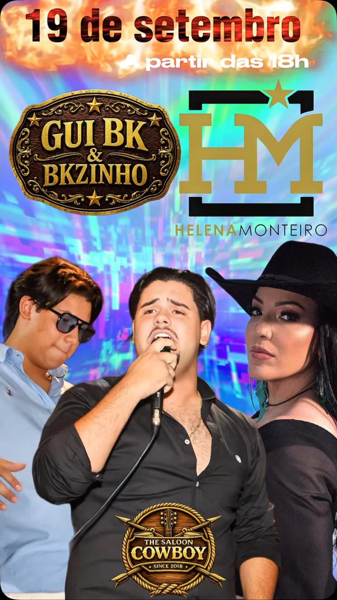 Flyer de BK & BKzinho e Helena Monteiro