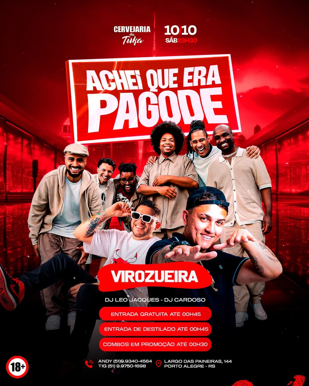 Flyer de Virozueira, Léo Jacques e DJ Cardoso