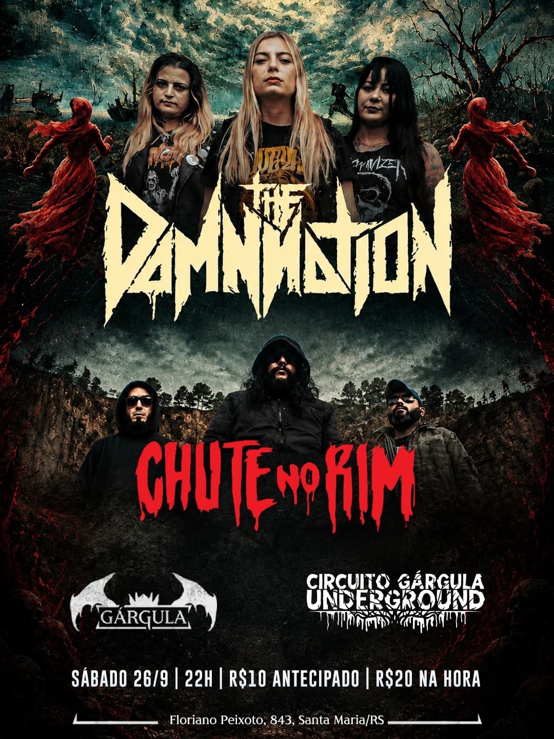 Flyer de The Damnnation e Chute no Rim