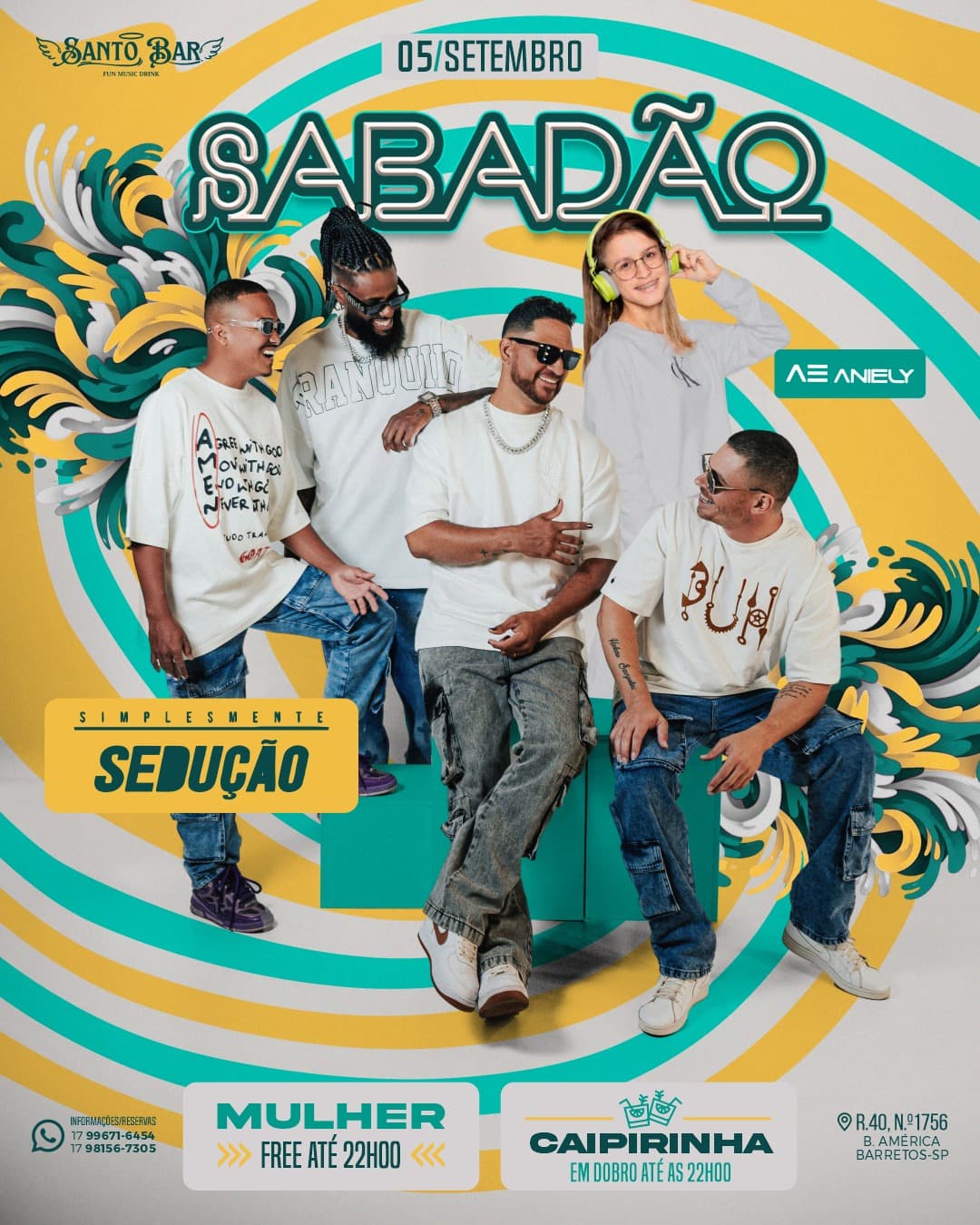 Flyer de Simplesmente Sedução e DJ Aniely