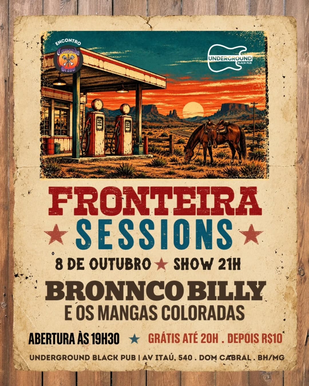 Flyer de Bronnco Billy e os Mangas Coloradas