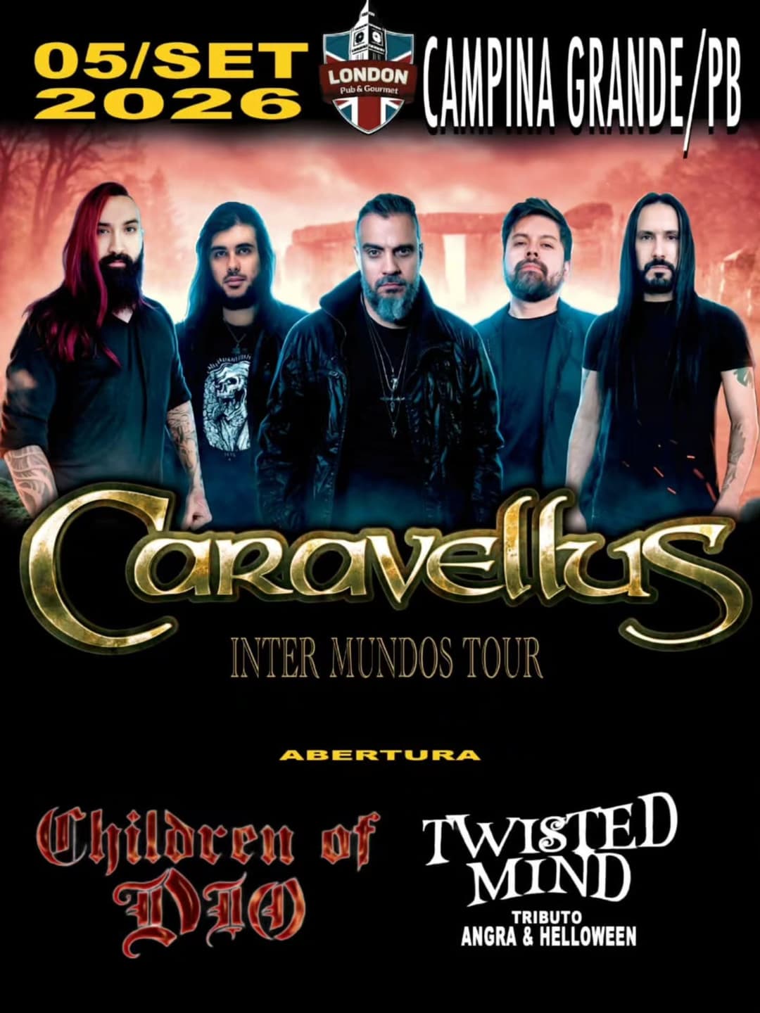 Flyer de Caravellus, Childrem Of Dio e Twisted Mind
