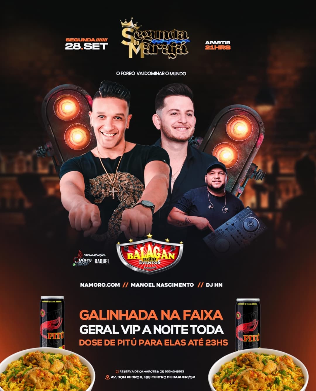 Flyer de Namoro.com, Manoel Nascimento e DJ HN