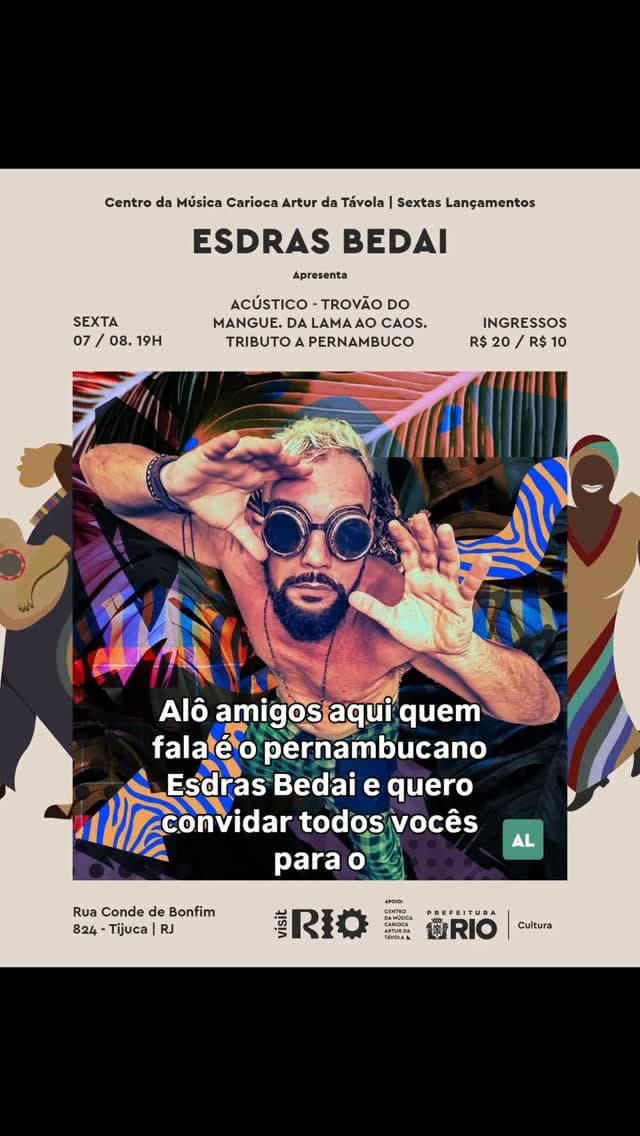 Flyer de Esdras Bedai, Trovão do Mangue e mais 2 artistas