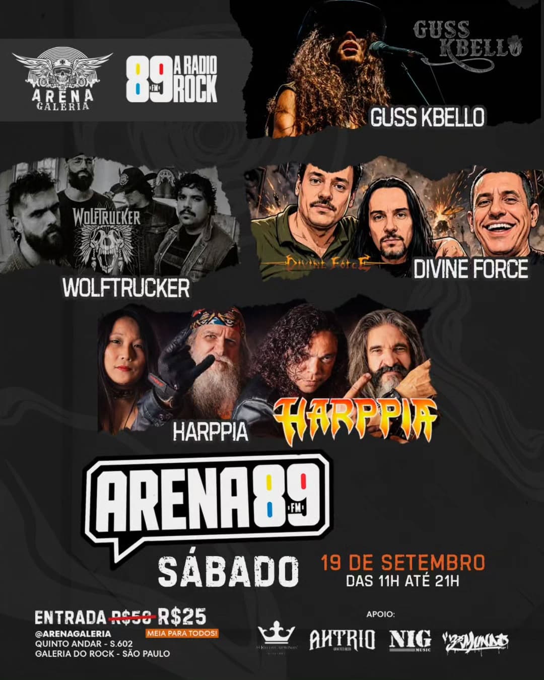 Flyer de Guss Kbello, Wolftrucker e mais 2 artistas