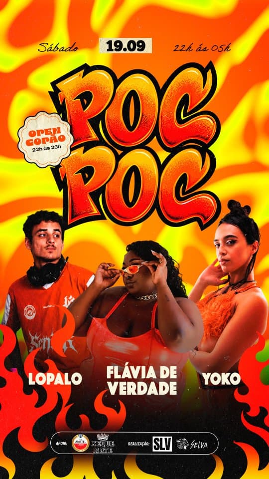 Flyer de Flávia de Verdade, DJ Lopalo e yoko4u