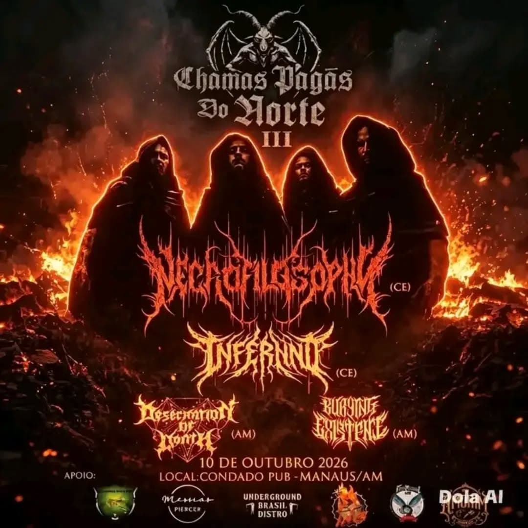 Flyer de Desecration of Death, Necrofilosophy e mais 2 artistas