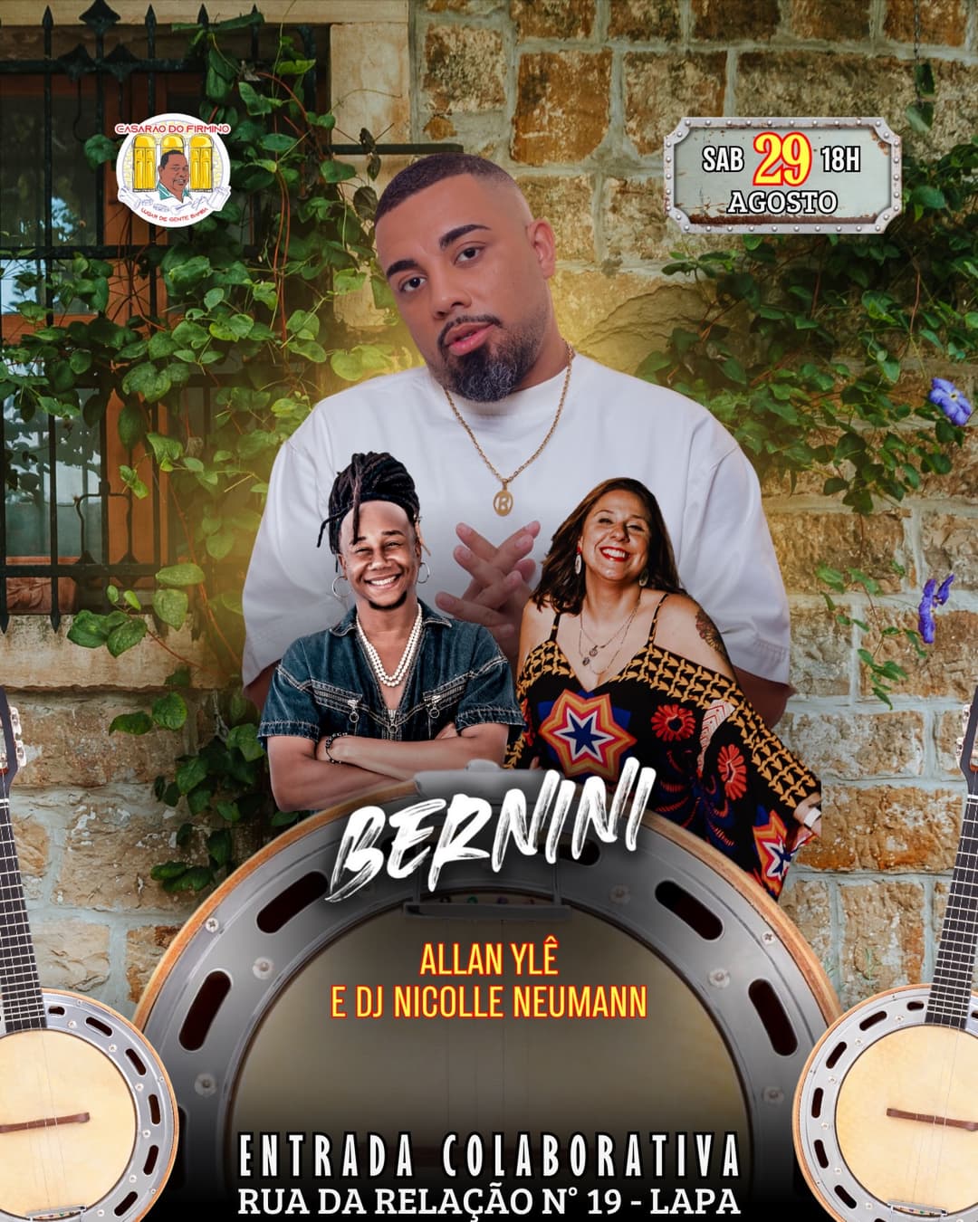 Flyer de Bernini, Allan Ylê e DJ Nicolle Neumann