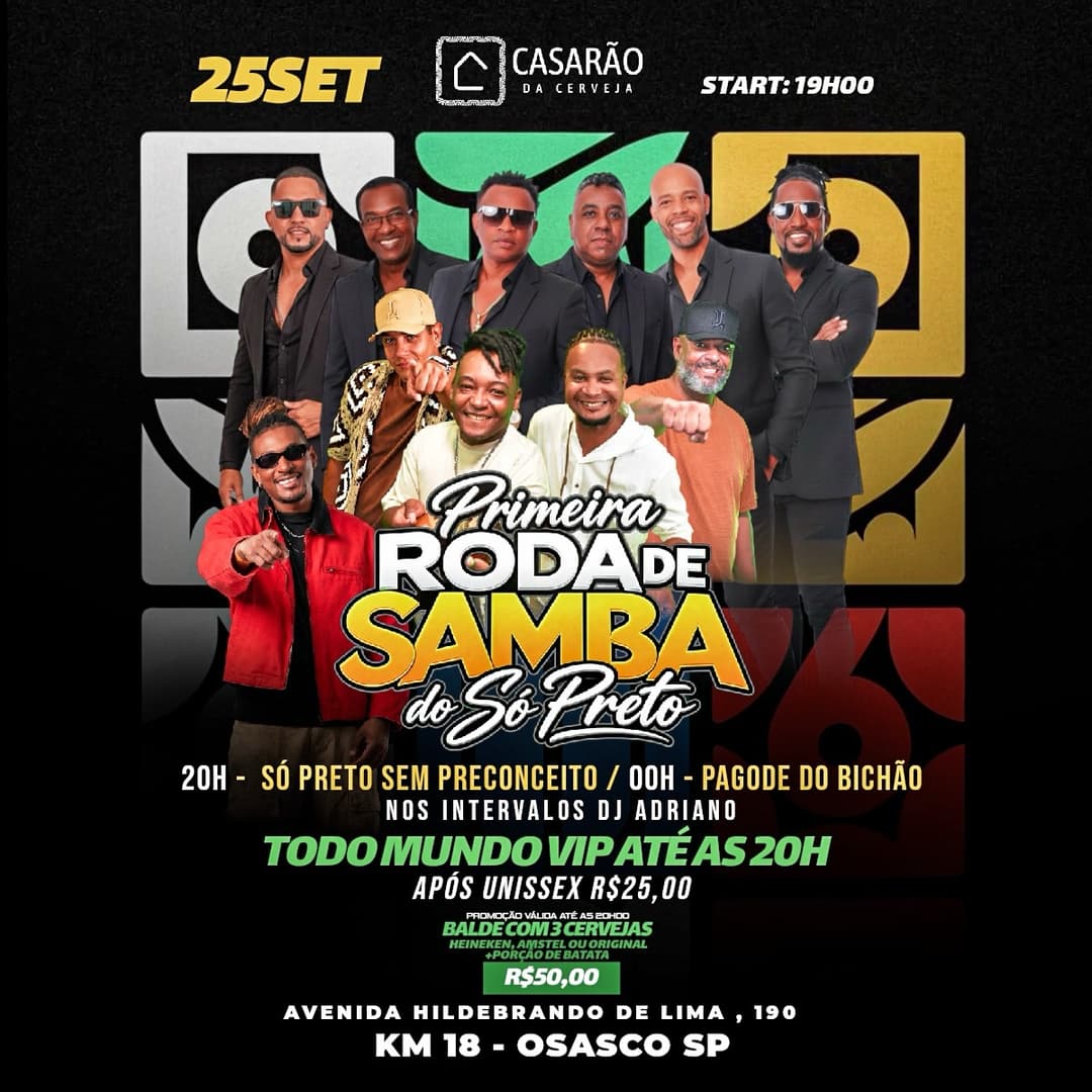 Flyer de Grupo Só Preto Sem Preconceito e mais 2 artistas