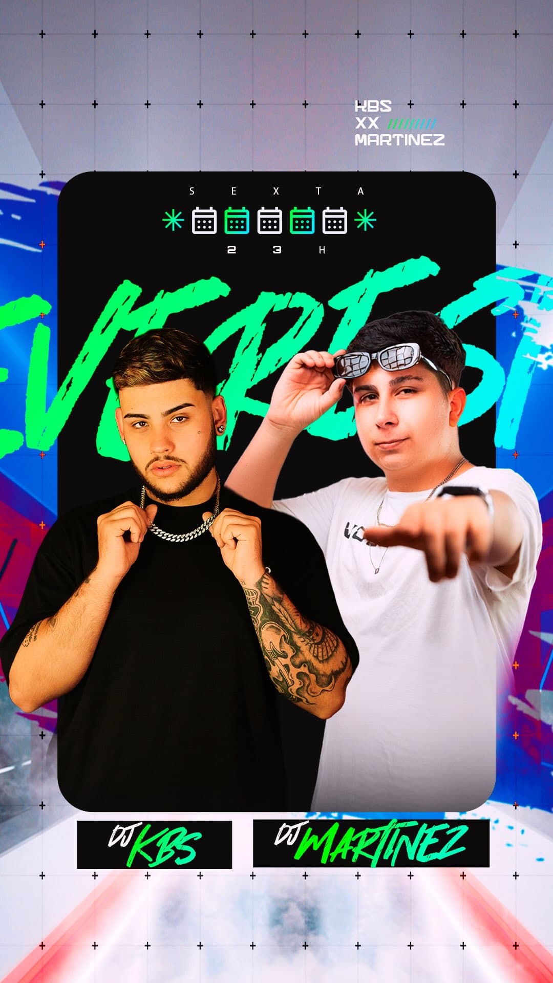 Flyer de DJ KBS, DJ Martínez e Alemoa