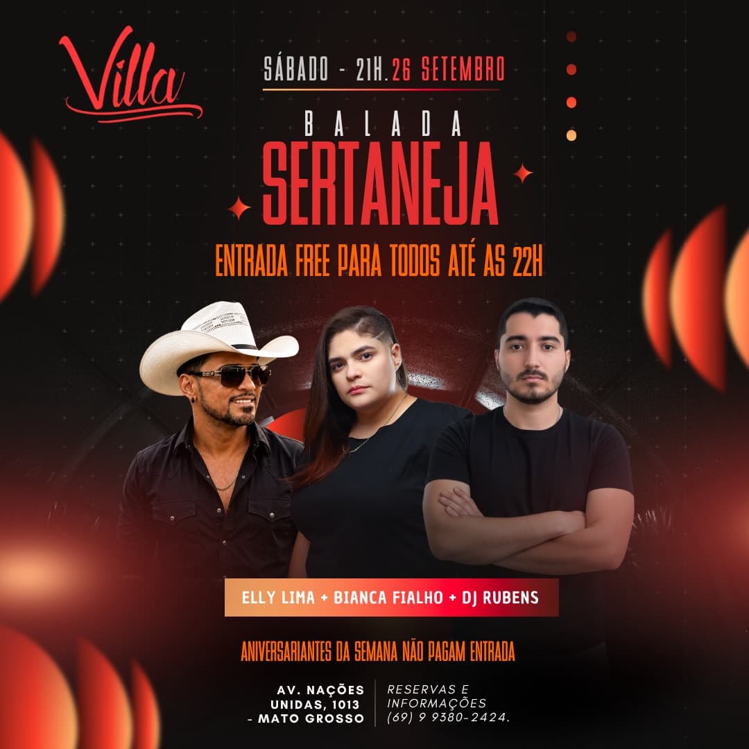 Flyer de Elly Lima, Bianca Fialho e Rubens Souto