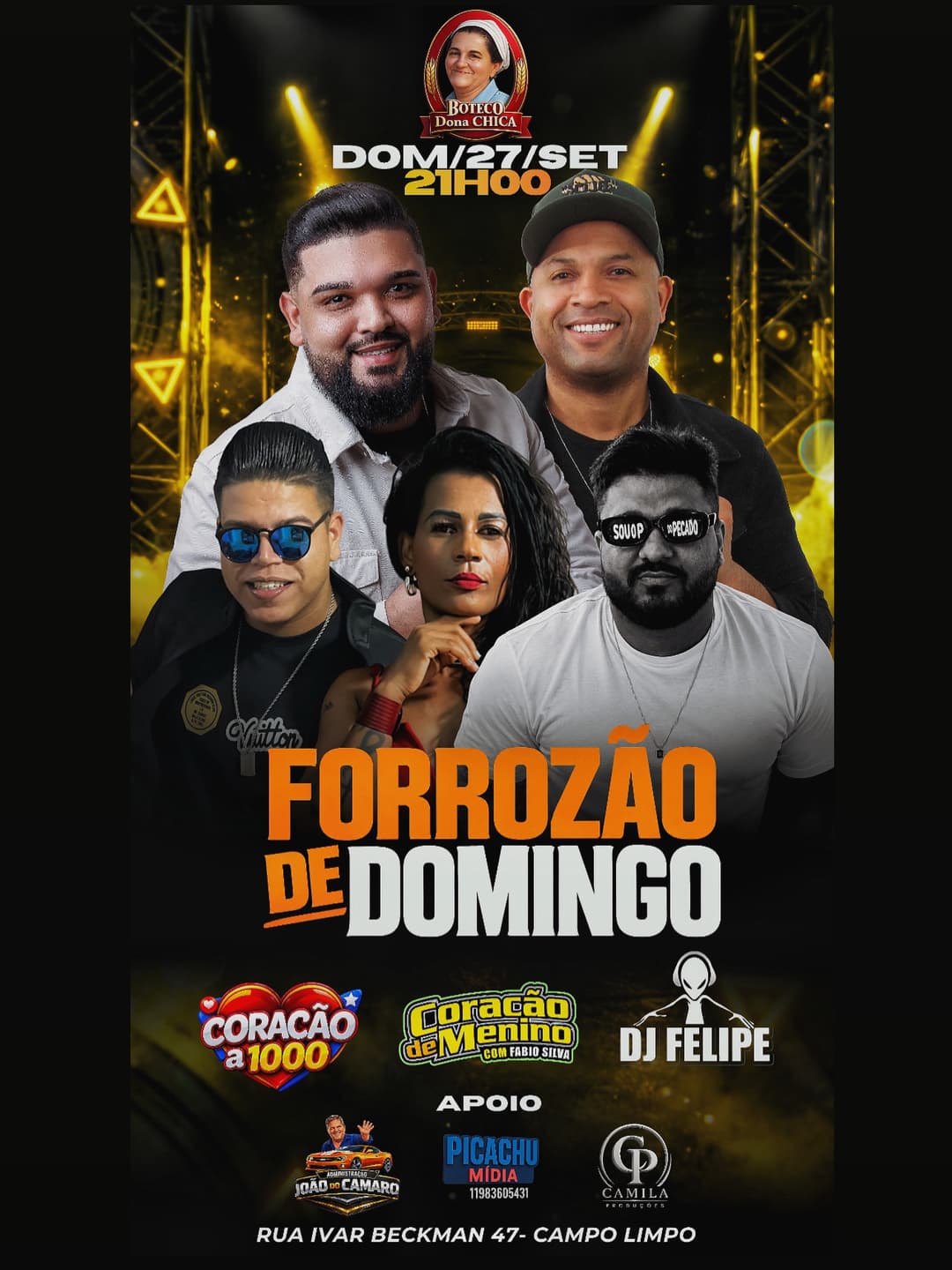 Flyer de DJ Felipe, Coração a 1000 e mais 1 artista