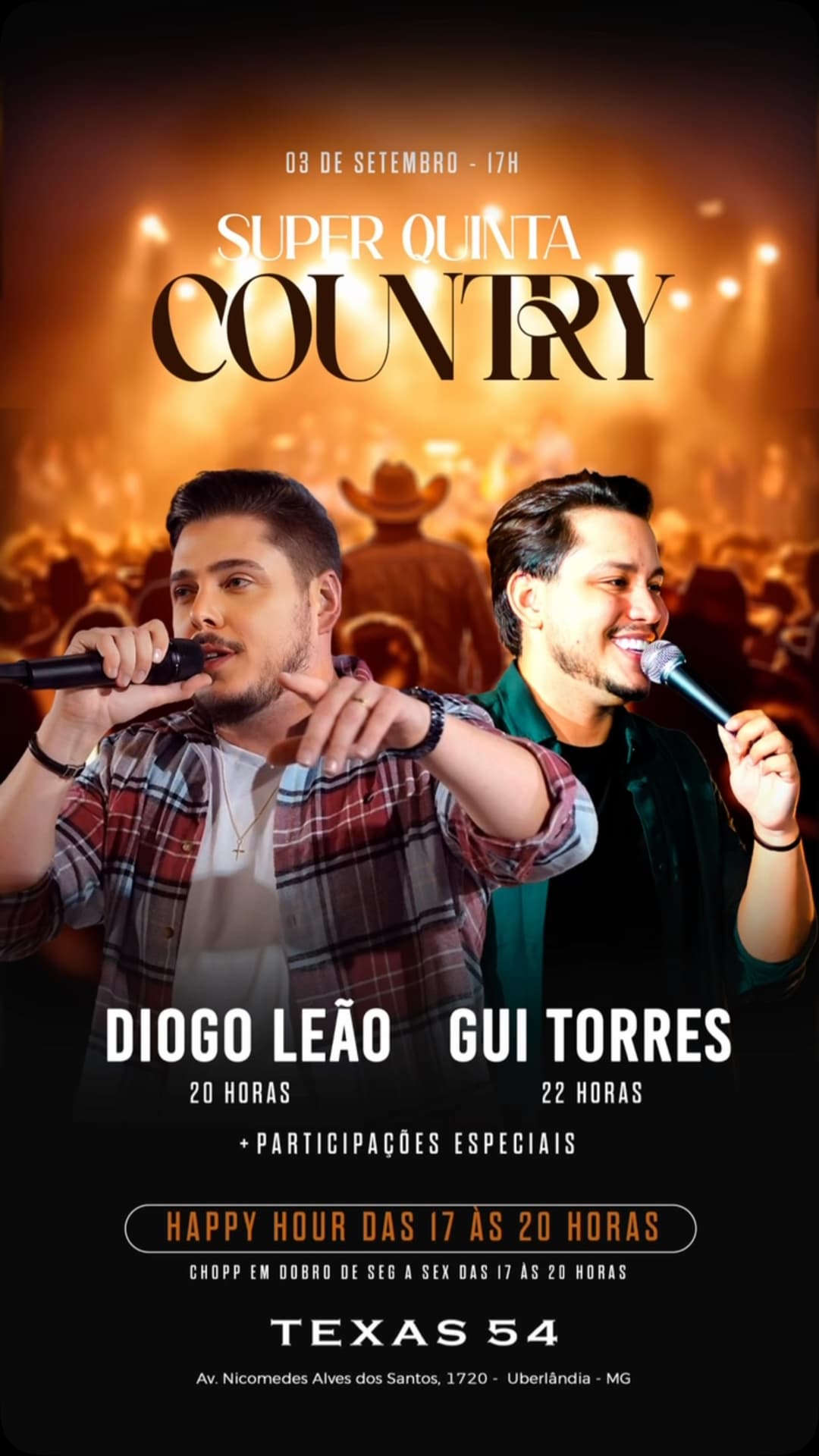 Flyer de Diogo Leão e Gui Torres