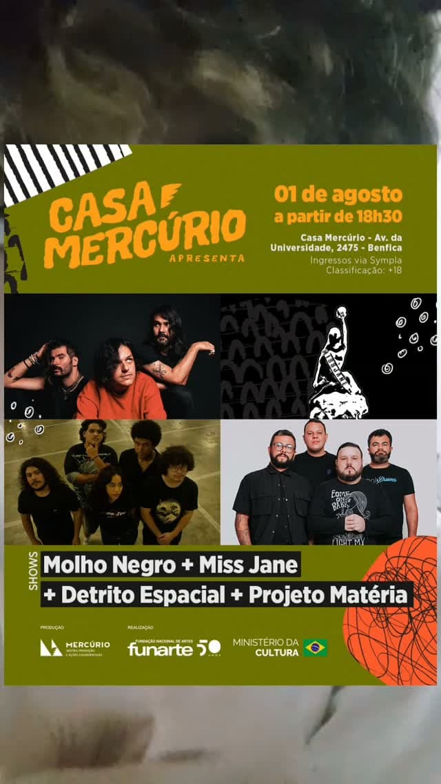 Flyer de Miss Jane, Molho Negro e mais 2 artistas