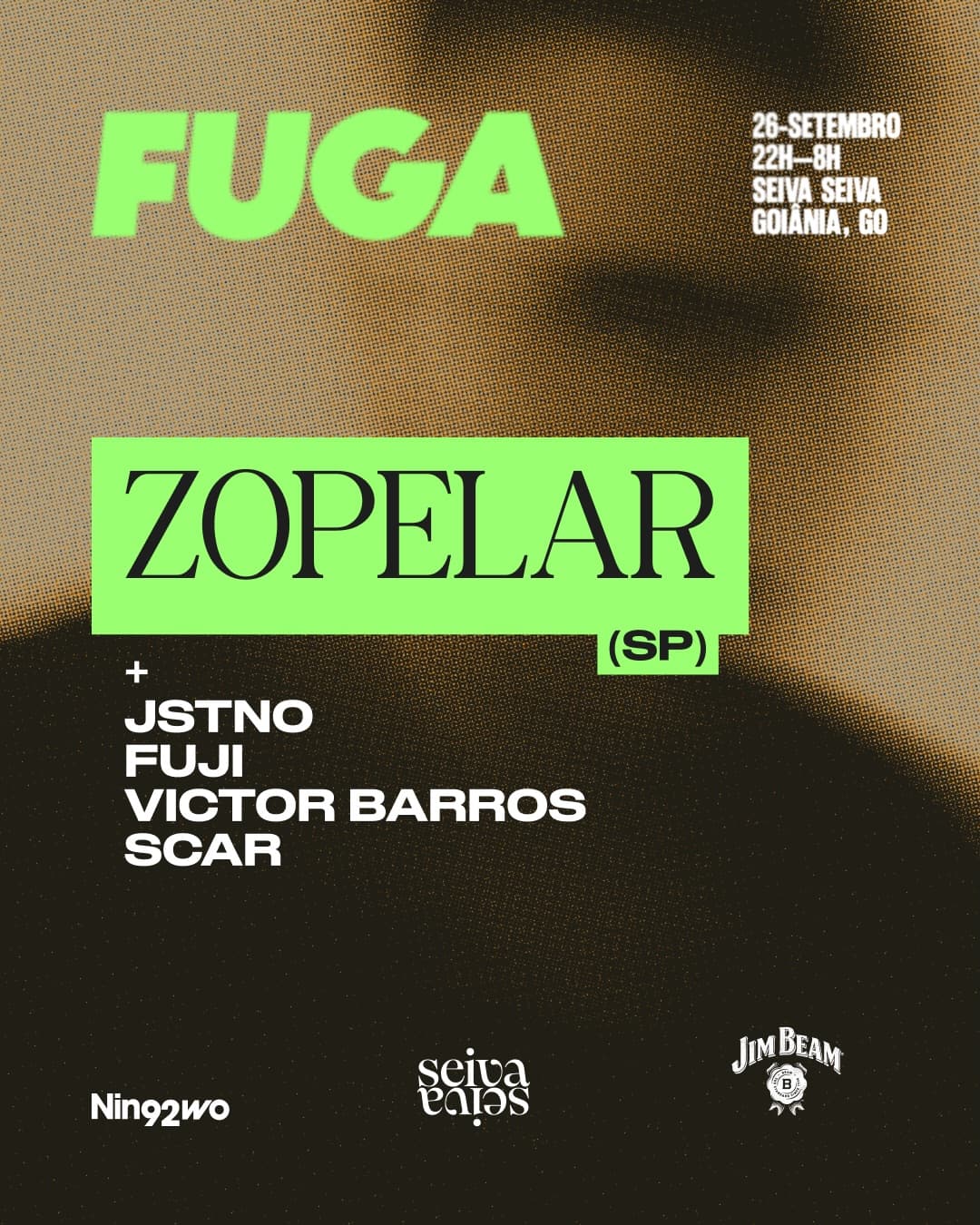 Flyer de Fuga, Alex Justino, Fuji e mais 5 artistas