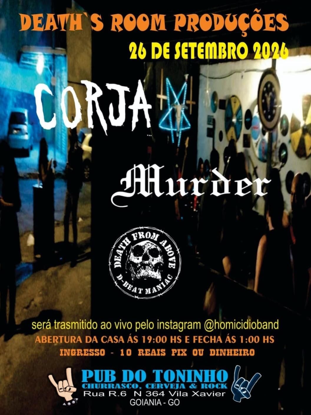 Flyer de Death from Above, CORJA e Murder