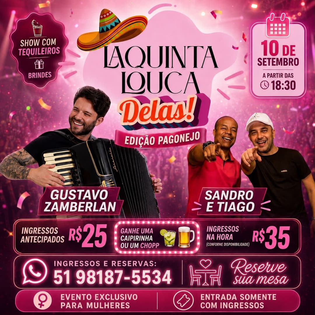 Flyer de Gustavo Zamberlan e Sandro e Tiago