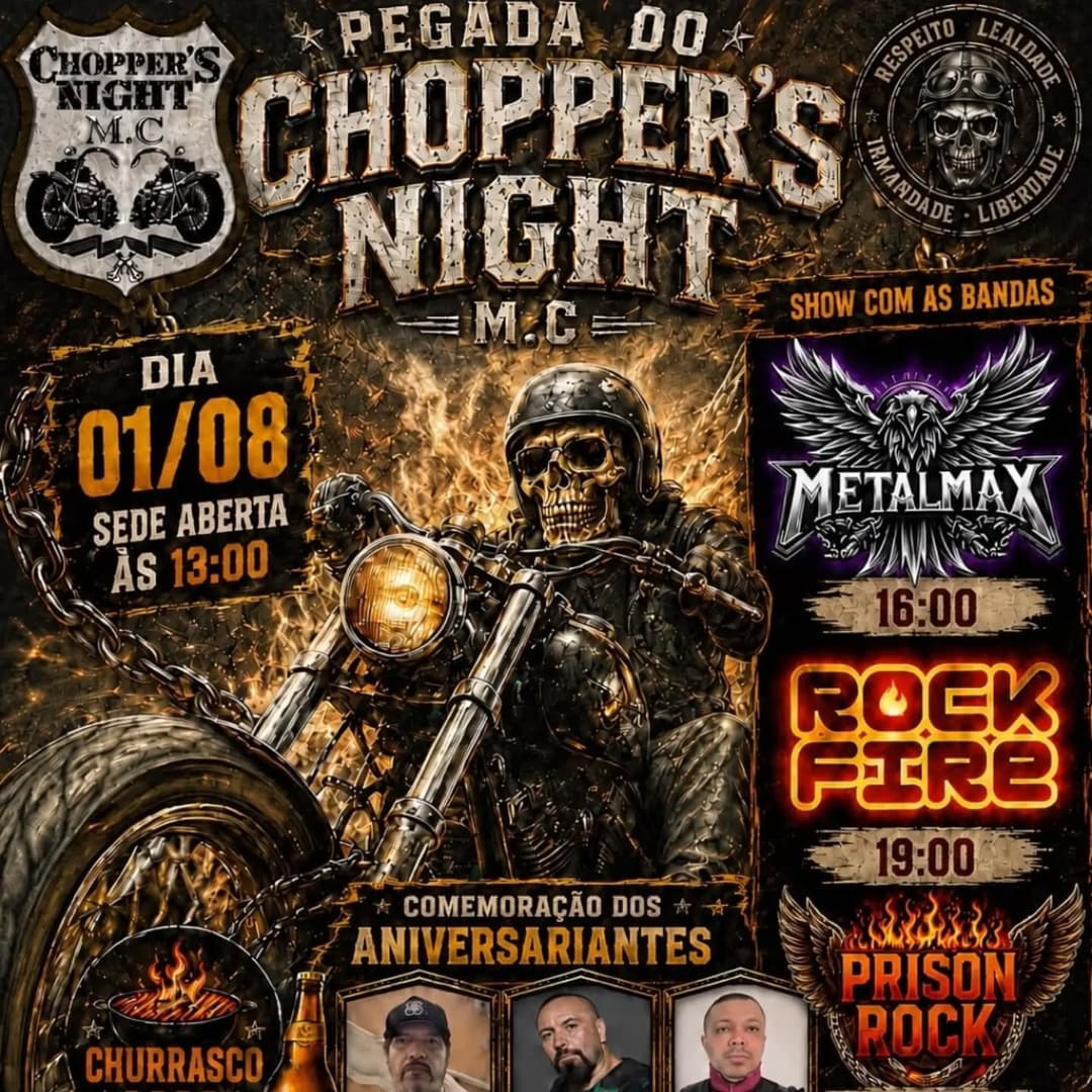 Flyer de Metal Max Banda, Banda Rock Fire e Prison Rock