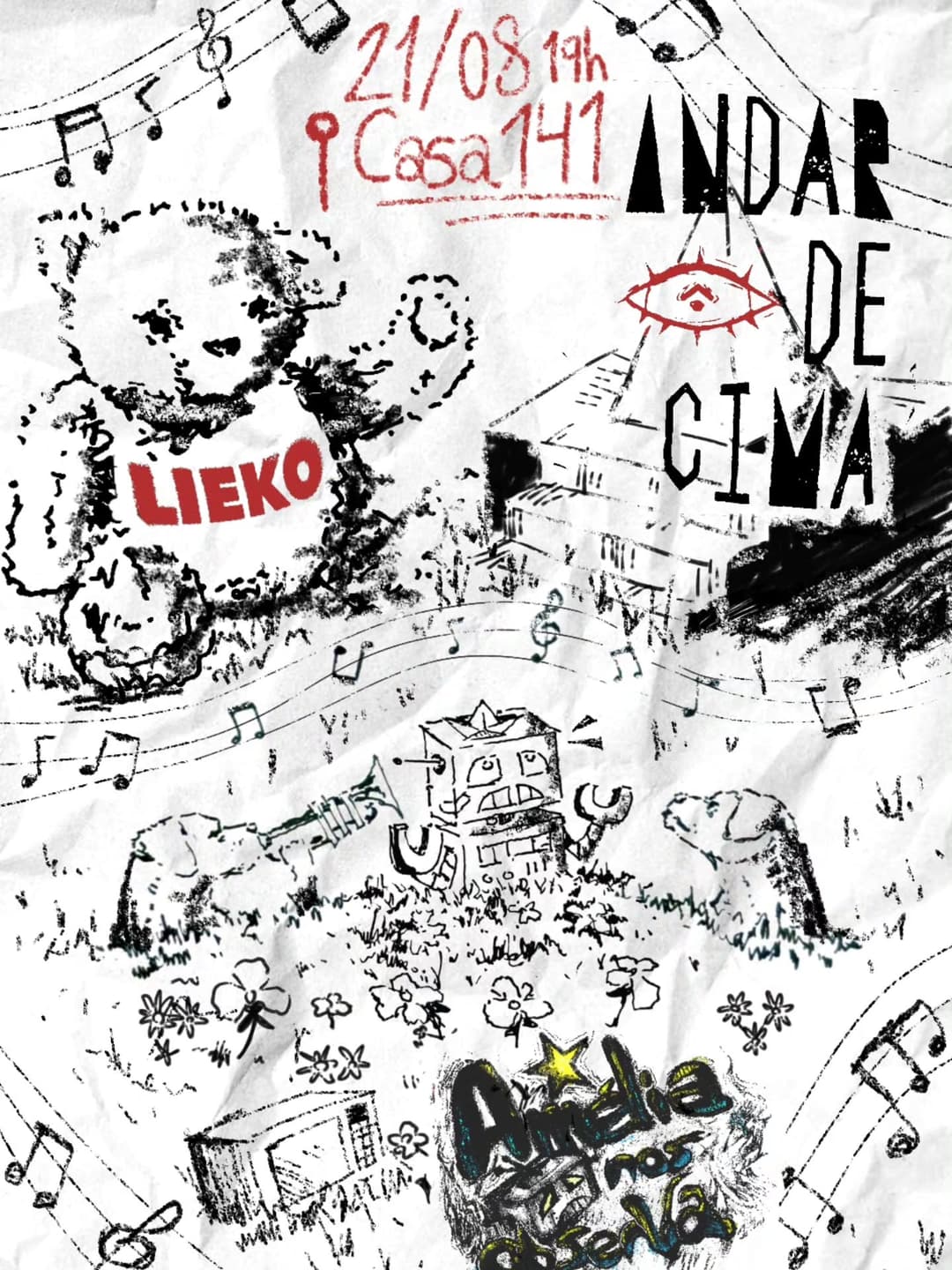 Flyer de Amélia nos Observa, Lieko e Andar de Cima
