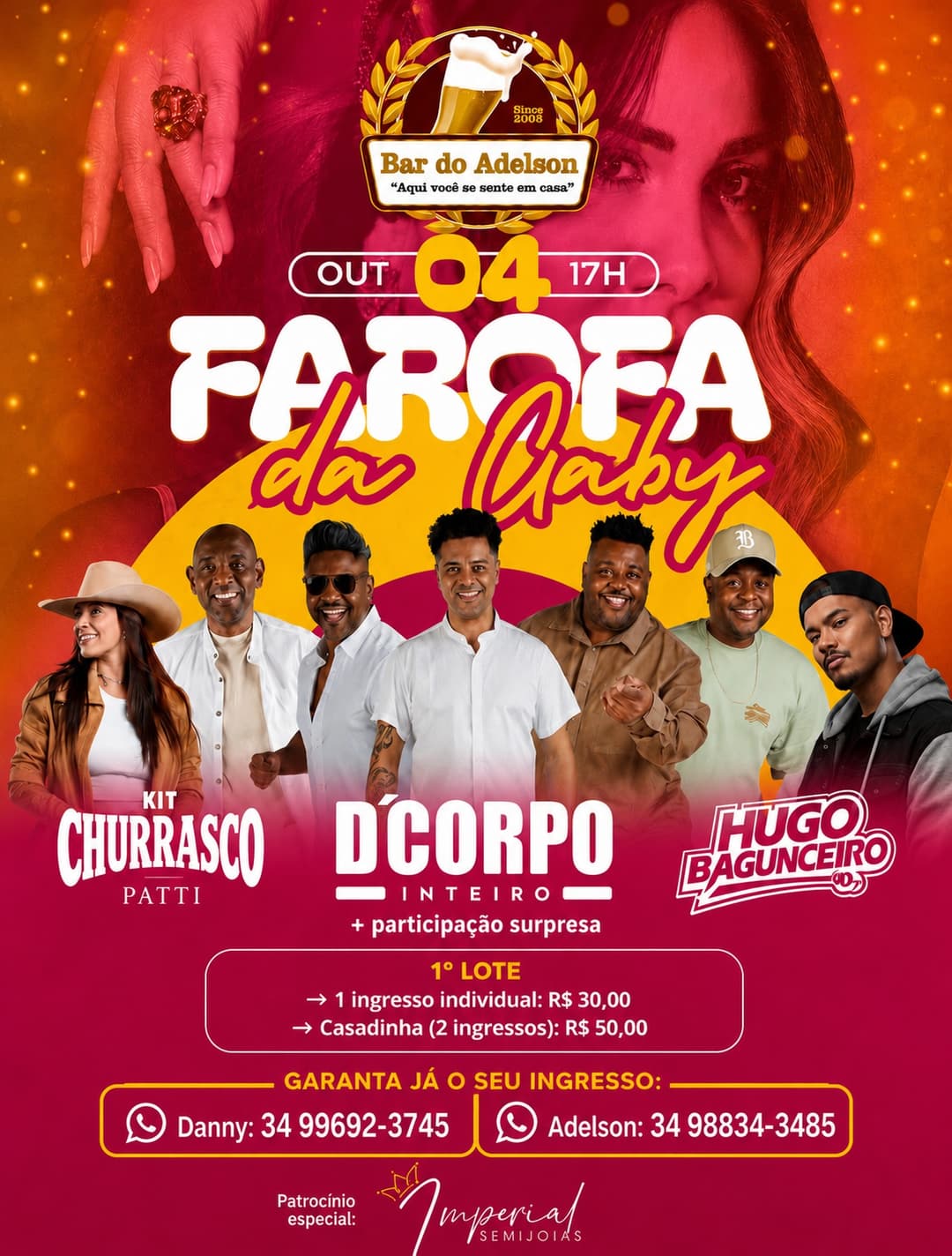 Flyer de Kit Churrasco Pati, D'Corpo Inteiro e Hugo Bagunceiro