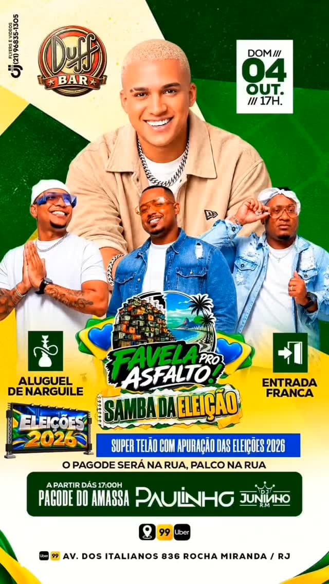Flyer de Paulinho, Pagode do Amassa e DJ Juninho RM