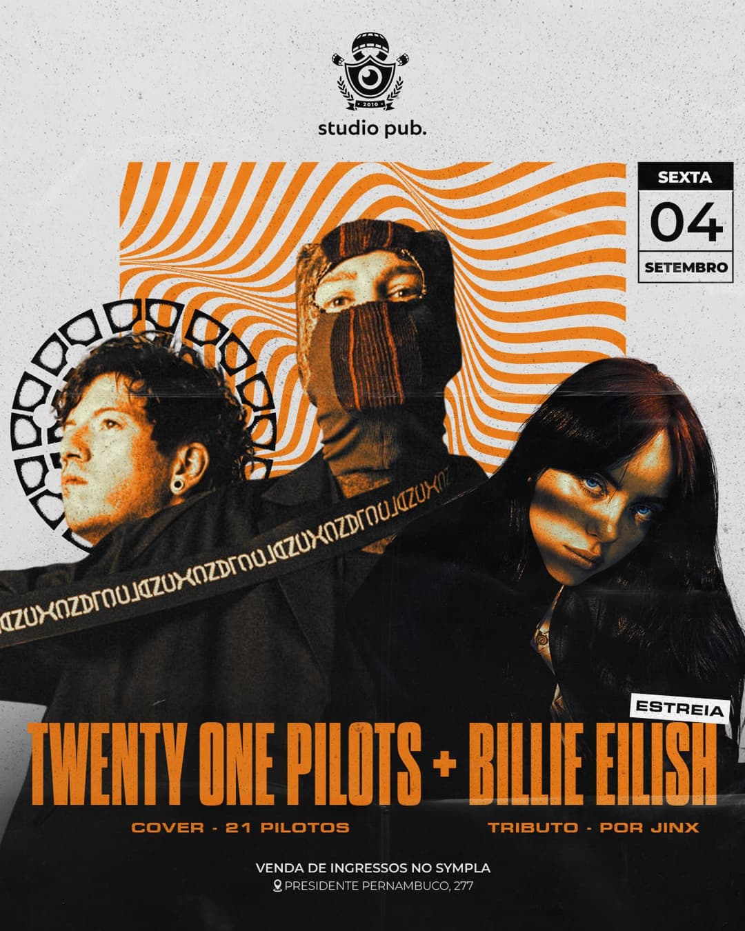 Flyer de DJ Junior Soares, Billie Eilish Cover e mais 1 artista