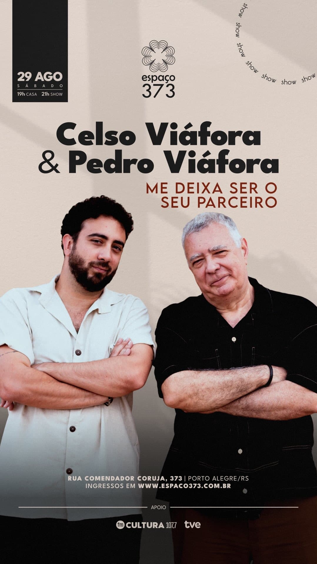 Flyer de Celso Viáfora e Pedro Viáfora