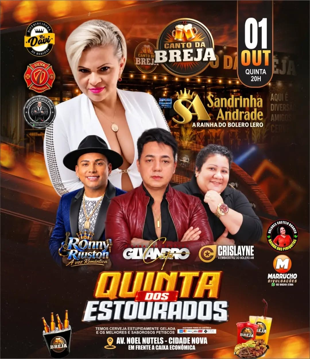 Flyer de Sandrinha Andrade, Ronny Riuston e mais 2 artistas